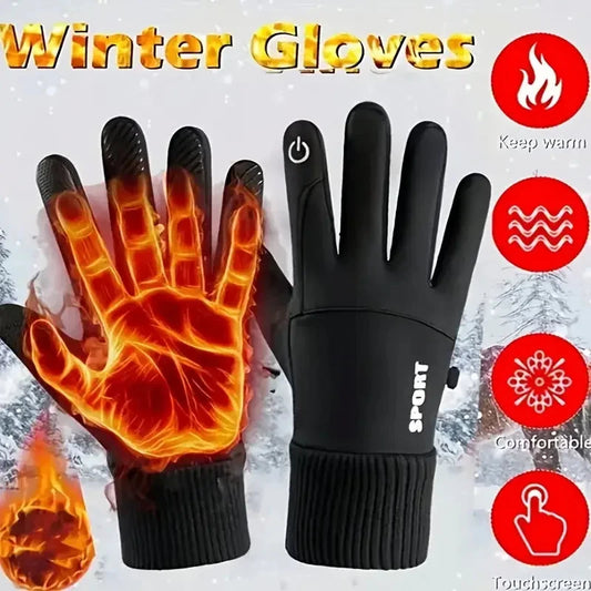 Fleece Lined Winter Thermal Gloves Waterproof Windproof Full Finger Touchscreen Gloves Outdoor Sports Cycling Motorcycle Warm GlowCart