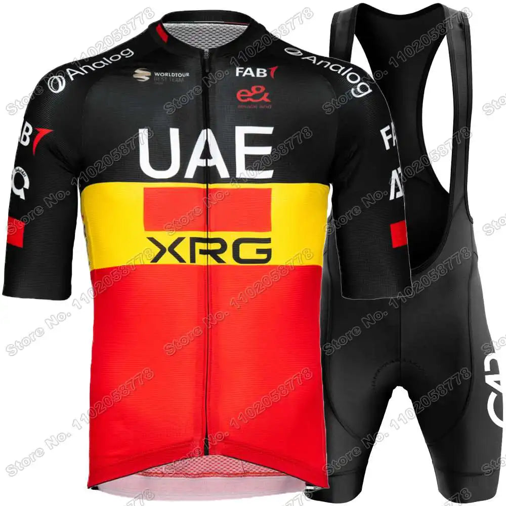 2025 Yellow Pink UAE Team Cycling Jersey Set Slovenia Tadej Pogacar Cycling Clothing Men France TDF Road Bike Suit Bib Shorts GlowCart