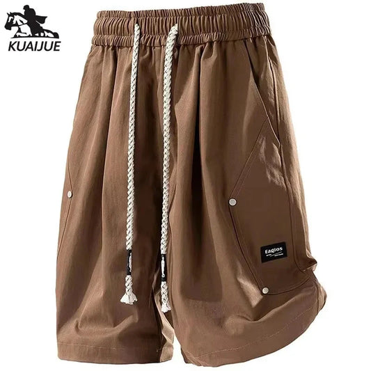 shorts men Summer new mens shorts Solid color cotton casual GlowCart