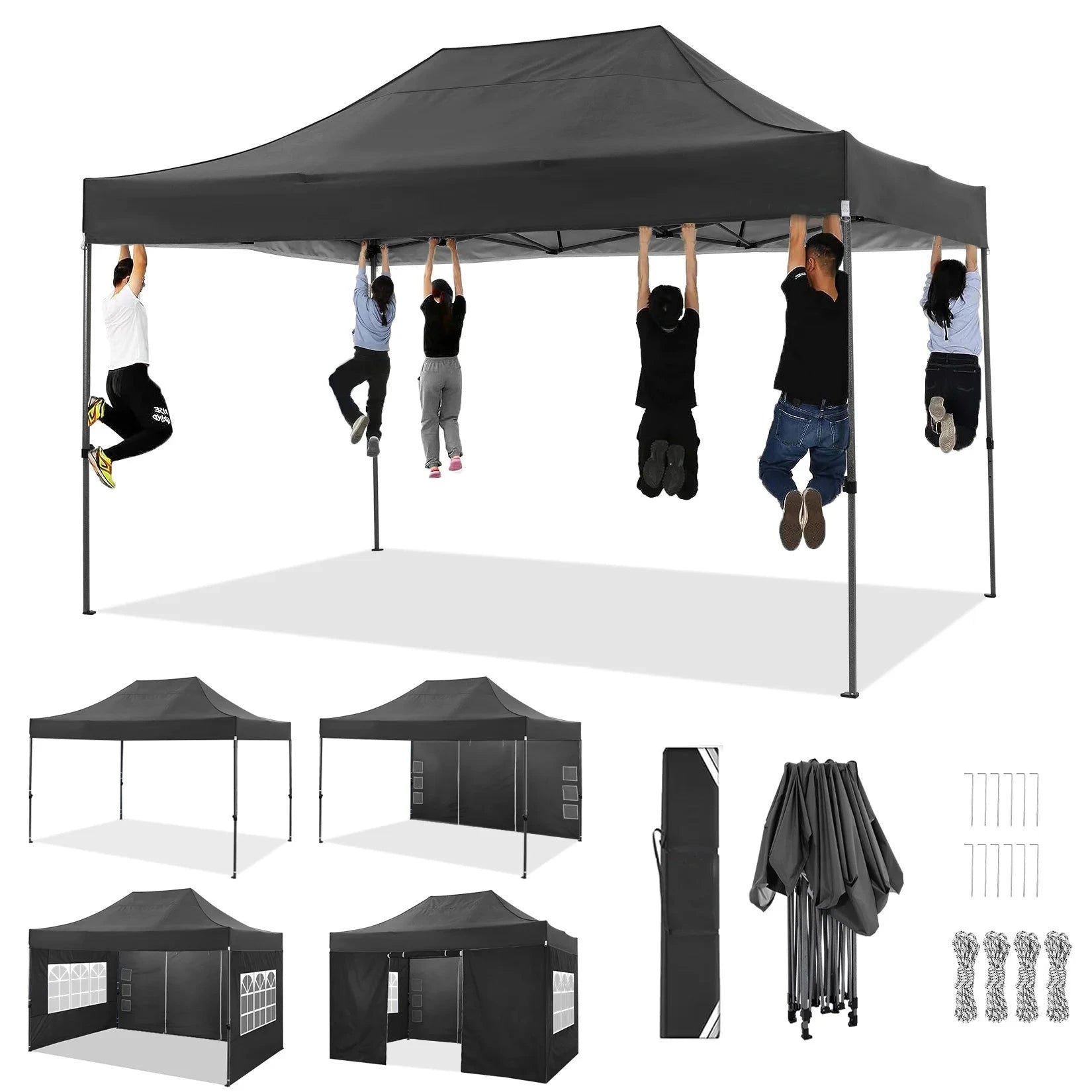 10x15 Heavy Duty Pop up Canopy Tent with 4 sidewalls GlowCart