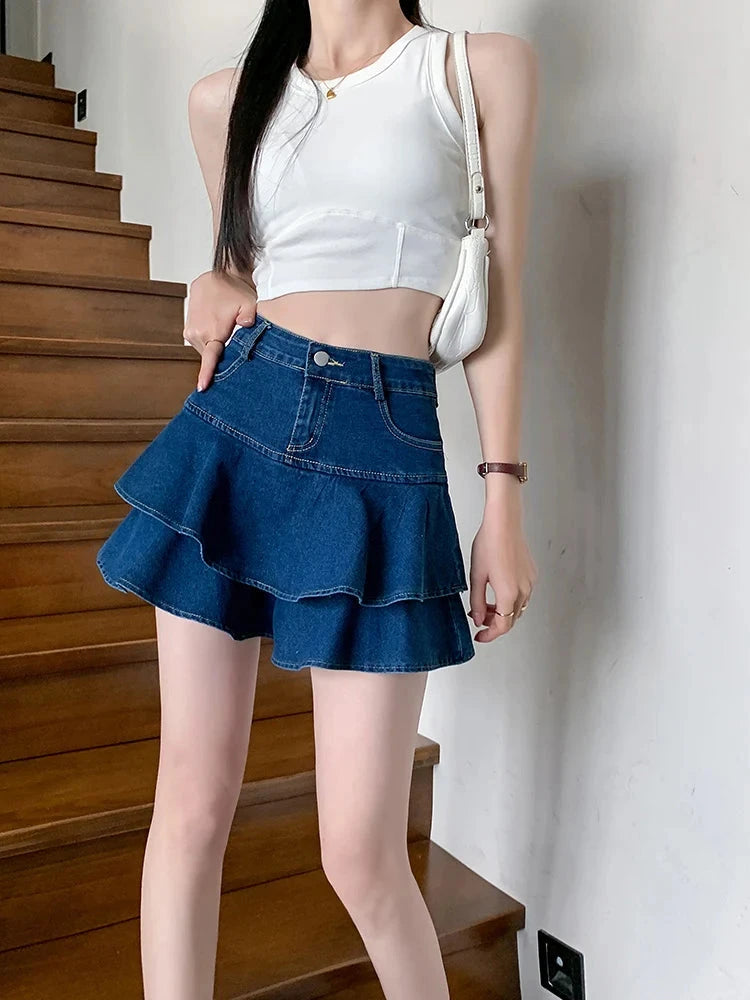 Vintage Woman Denim Shorts Skirts Summer 2023 Streetwear All GlowCart