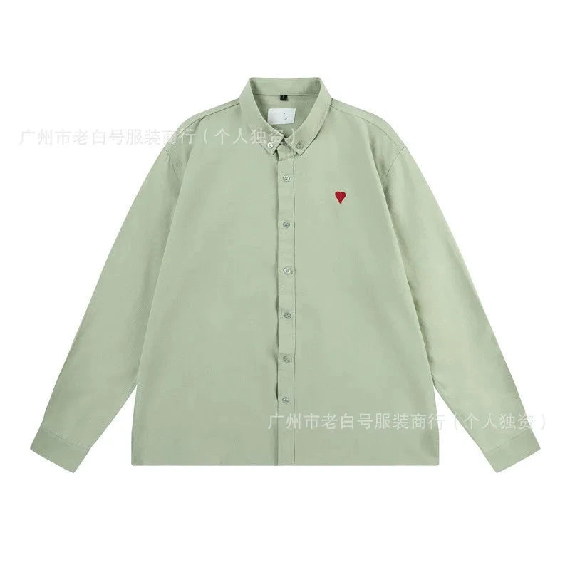 Loose Fit Embroidered Collar Shirt 2025 Trendy Brand AM1 GlowCart