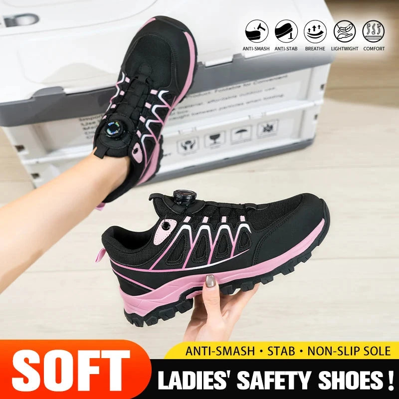 Womens Safety Shoes All-Season Casual Footwear Anti Smashing Lightweight Breathable Fashionable Shoes Low Top Protective Shoes GlowCart