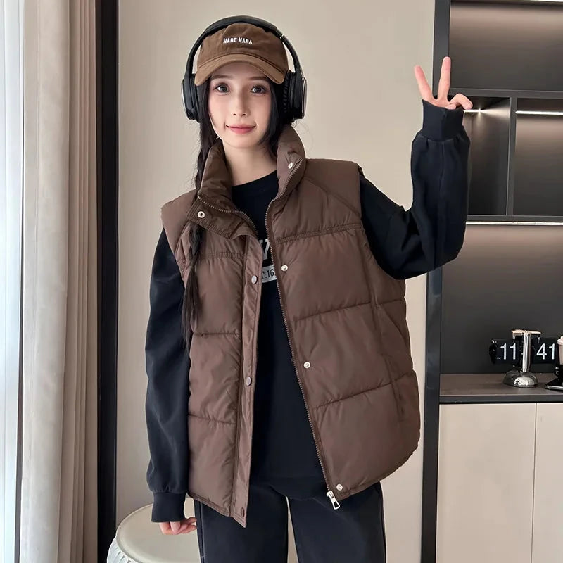 New Women Winter Warm Vest Waistcoat Ladies Sleeveless Stand GlowCart