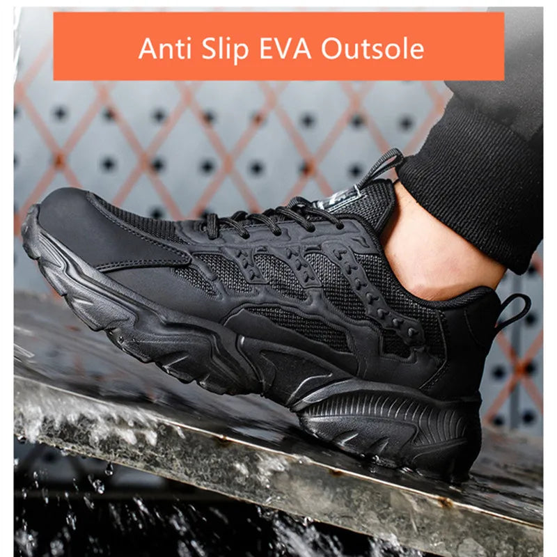 white work shoes lightweight comfortable safety shoes man women work shoes with a steel toe puncture proof safety work sneakers GlowCart