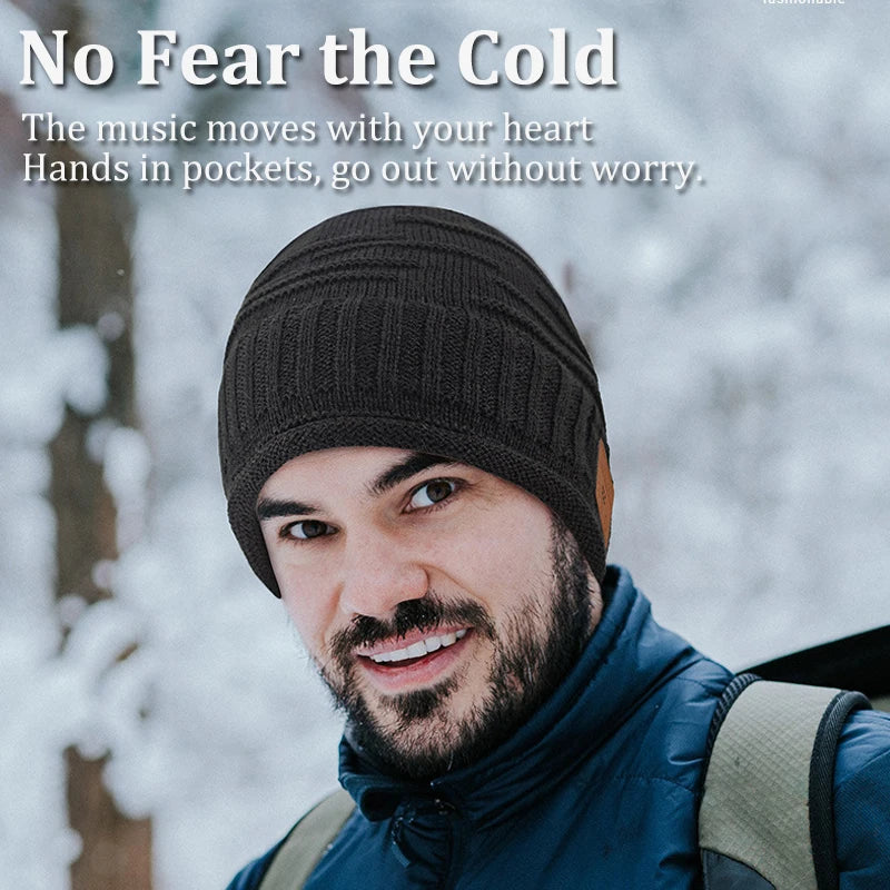 Winter Bluetooth Headphone Outdoor Warm Music Knitting Cap Rechargeable Wireless Stereo Earphone Beanie Hat with MIC for Gift GlowCart