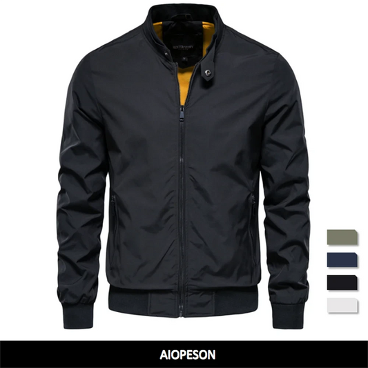 AIOPESON Solid Color Baseball Jacket Men Casual Stand Collar GlowCart