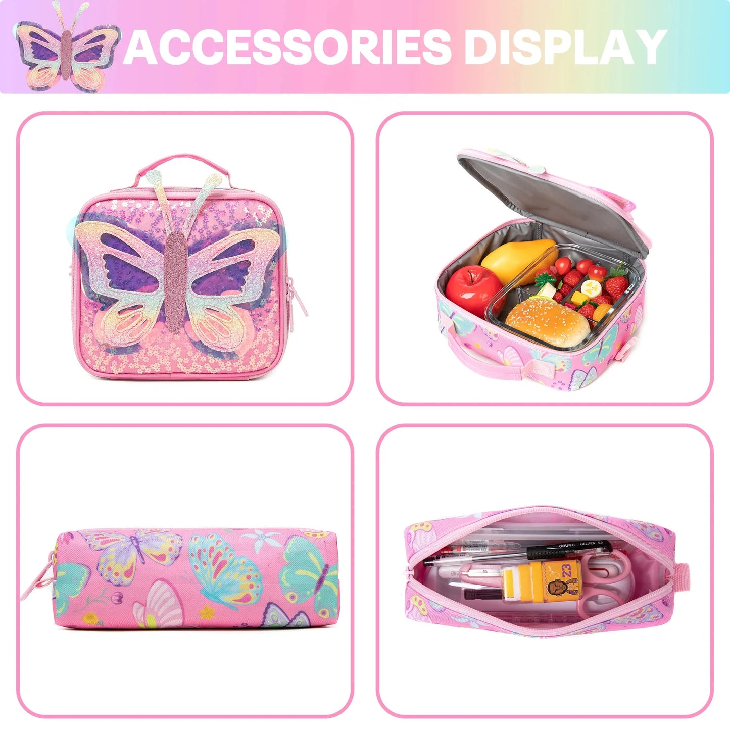 Fashionable and Cute new Children's Backpack with Large Capacity and Lightweight with Lunch bag Pencil case Suitable for School GlowCart