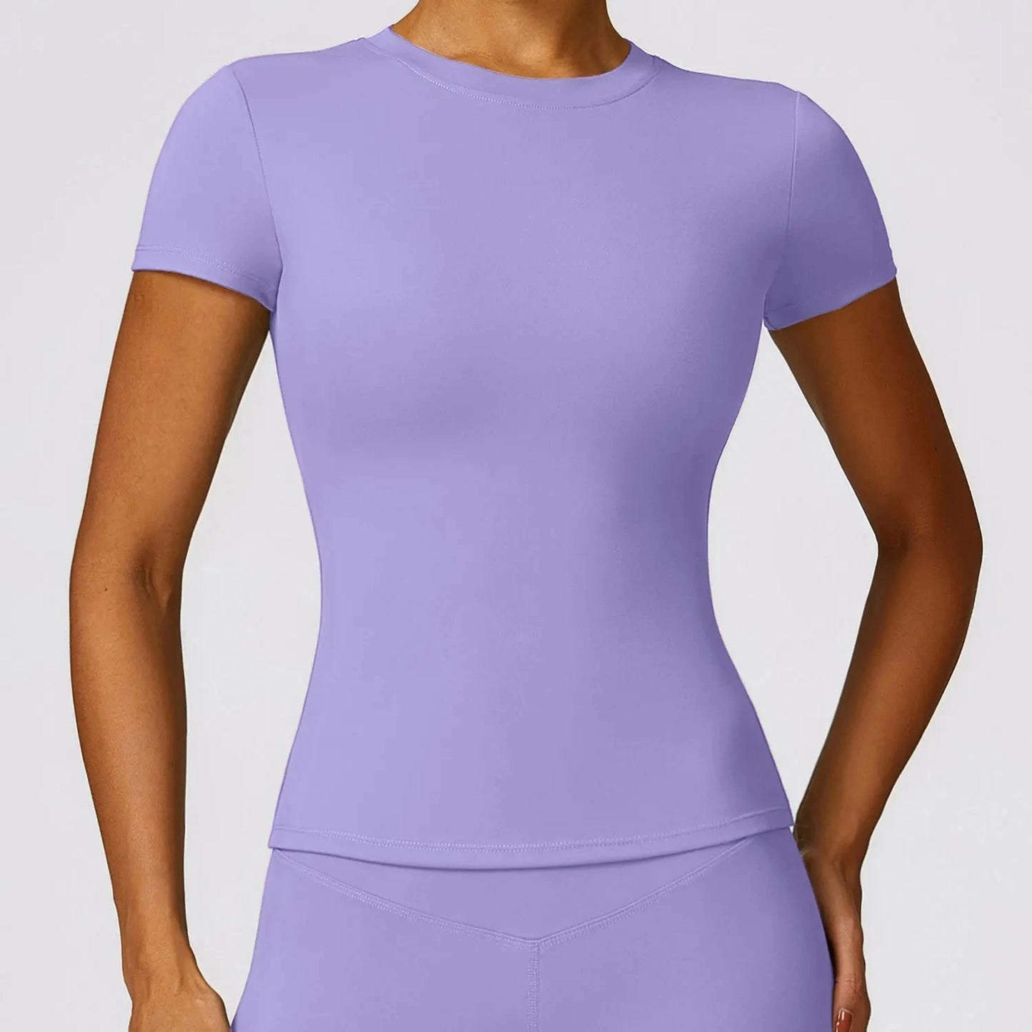 NCLAGEN Women Running Sports T Shirt Summer Short Sleeve Round Neck Breathable Stretchy GYM Yoga Slim Fitness Active Top Tee GlowCart