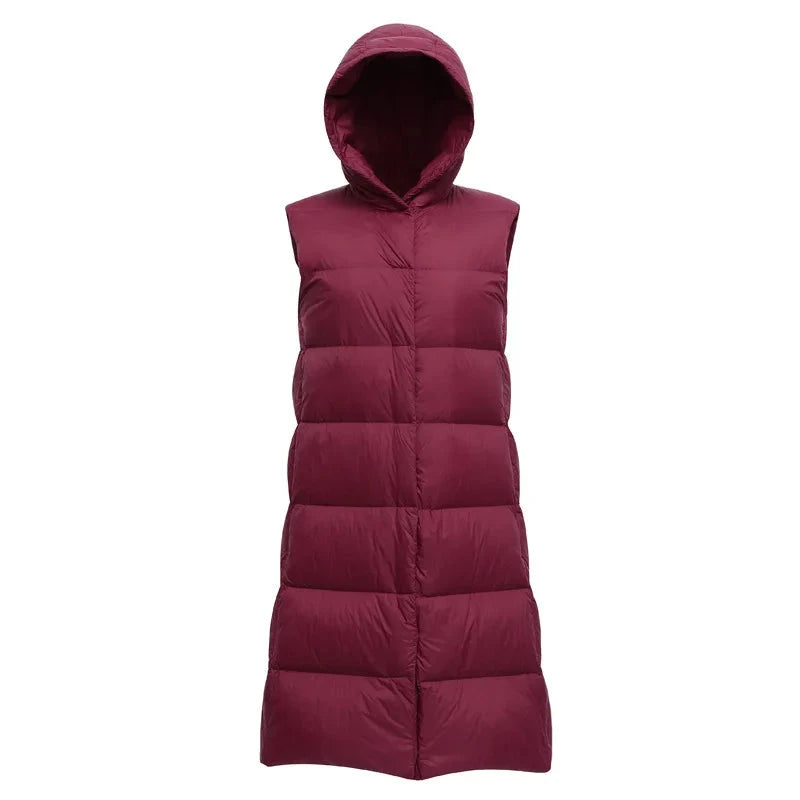 Top Grade Women X-long Hoode Sleeveless 90% White Duck Ultra GlowCart