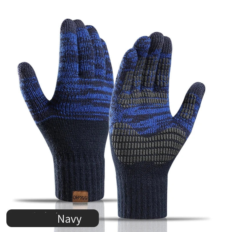 Winter Gloves for Men Knitted Large Size Warm Gloves Cycling Male Office Fleece Non-slip Touch Screen Acrylic Soft Thick Gloves GlowCart