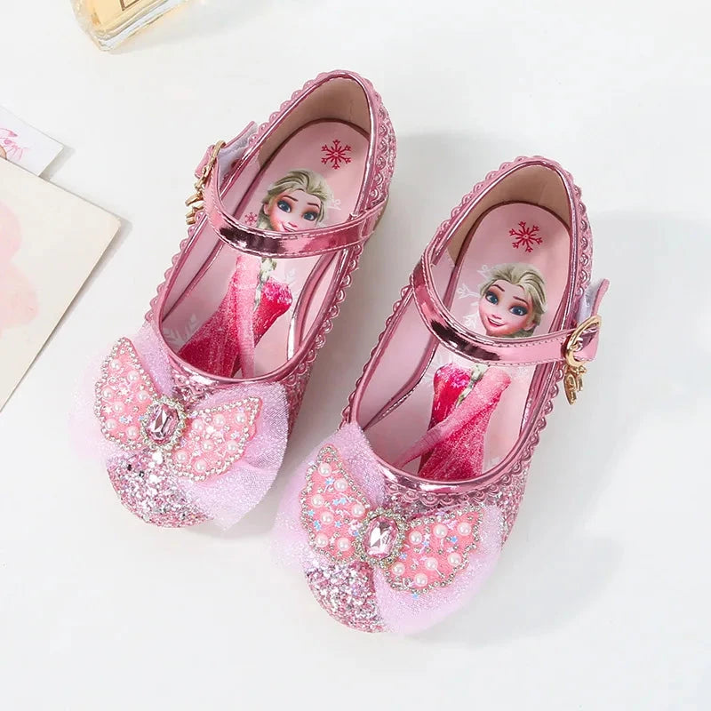 Disney Girls' Princess  Sandals Shoes Children's Shoes Elsa Children's Shoes Girls Fashion Baby Pink Blue High Heel Shoes Size GlowCart