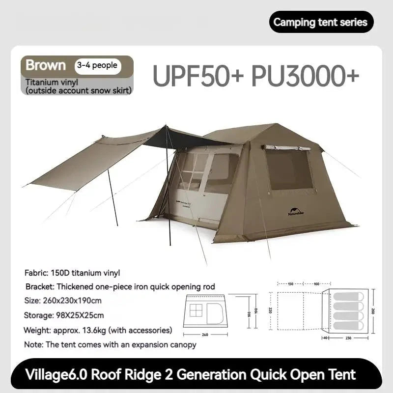 Naturehike Village 6.0 One Touch Tent Hut Automatic Tent for GlowCart