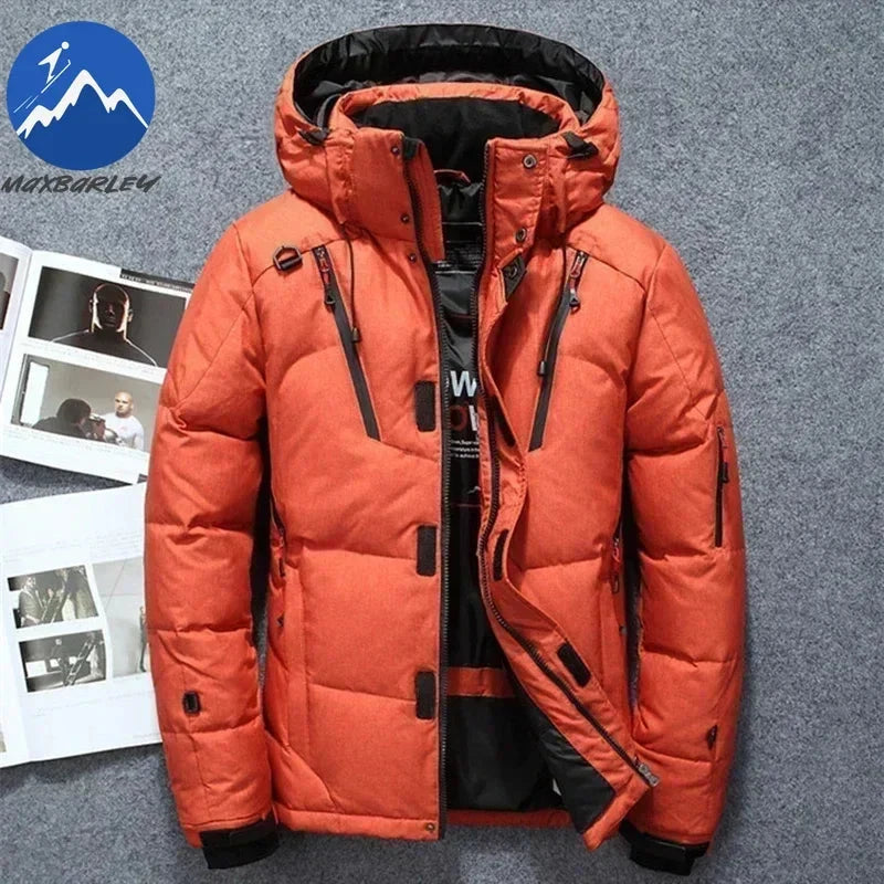 -20 Degree Winter Men White Duck Down Jacket Thick Warm Snow GlowCart