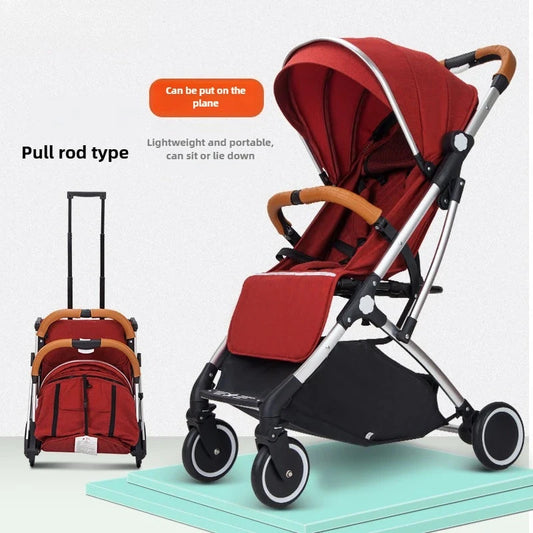 2025 New Baby Stroller, Can Sit or Lie Down, Ultra-light Trolley-type Folding Four-wheel Shock-absorbing Children's Stroller GlowCart