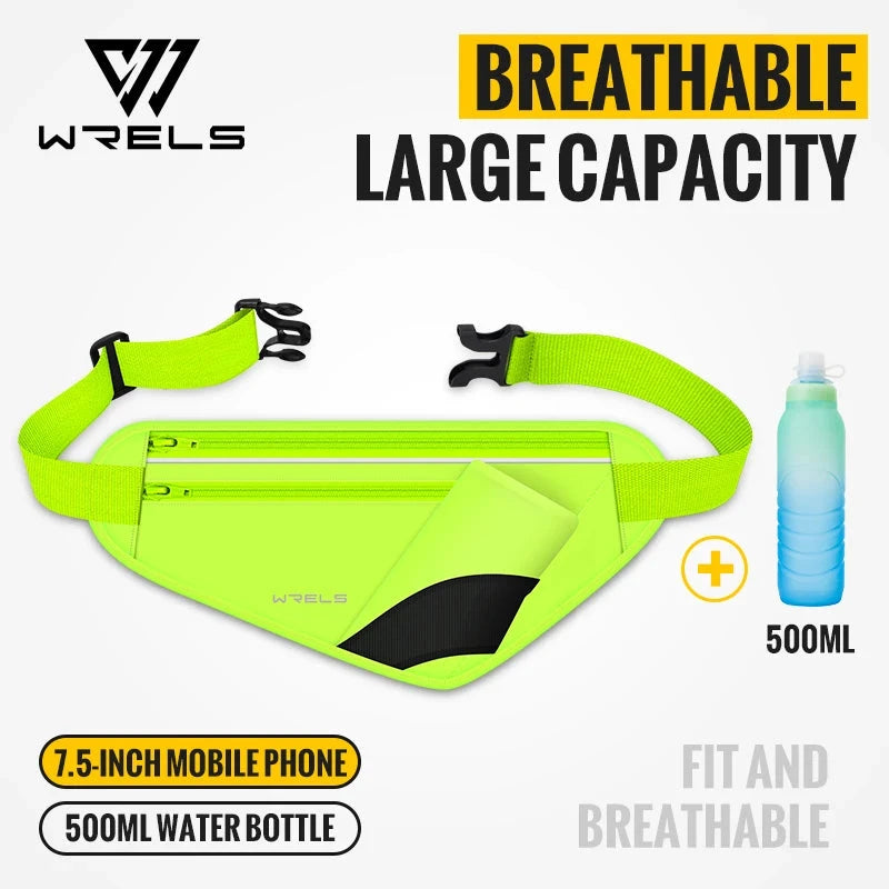 WRELS Adjustable Running Belt with Water Bottle Holder Reflective Hydration Waist Pack for Hiking Jogging Unisex GlowCart