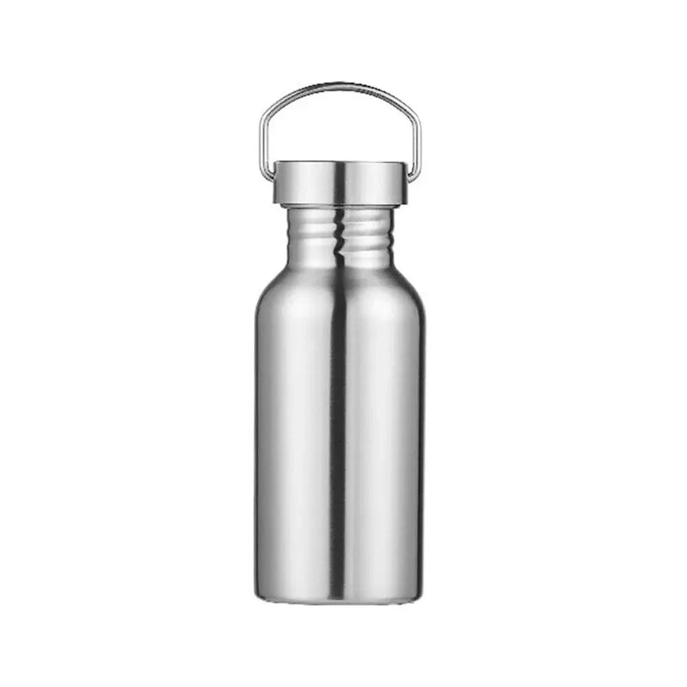 Simple Single Walled Water Bottle Leak-Proof Stainless Steel Bicycle Water Bottles Bamboo Lid Metal Flask Portable Sports Kettle GlowCart