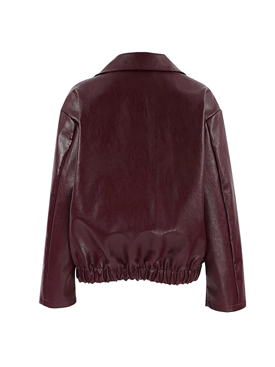 Women s Faux Leather Moto Jacket with Removable Hood Vintage GlowCart