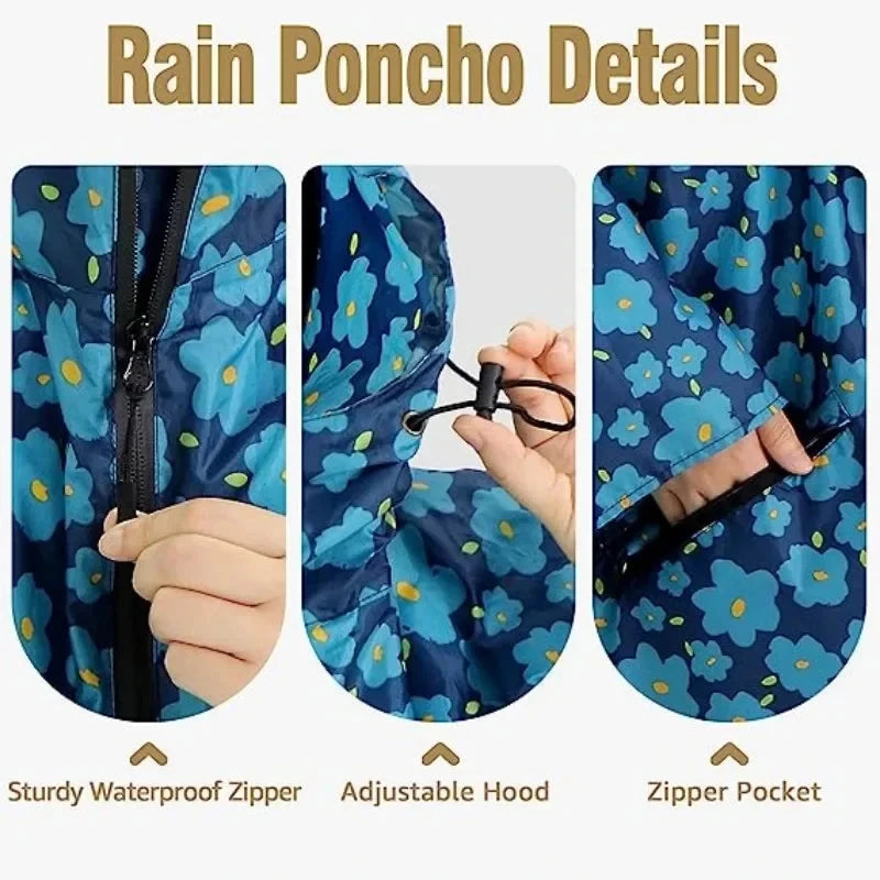Hooded Rain Poncho Jacket Coat Waterproof Rain Poncho GlowCart