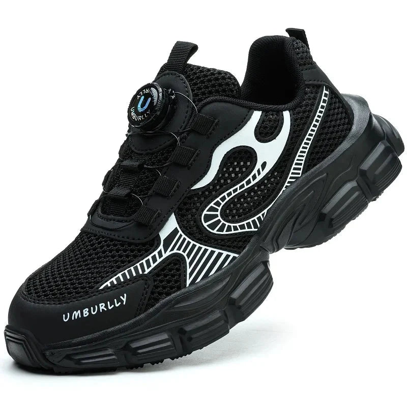 Rotating button Ladies' safety shoes breathable Work Sneakers Steel Toe Shoes Women Protective Shoes Puncture-Proof Work Shoes GlowCart