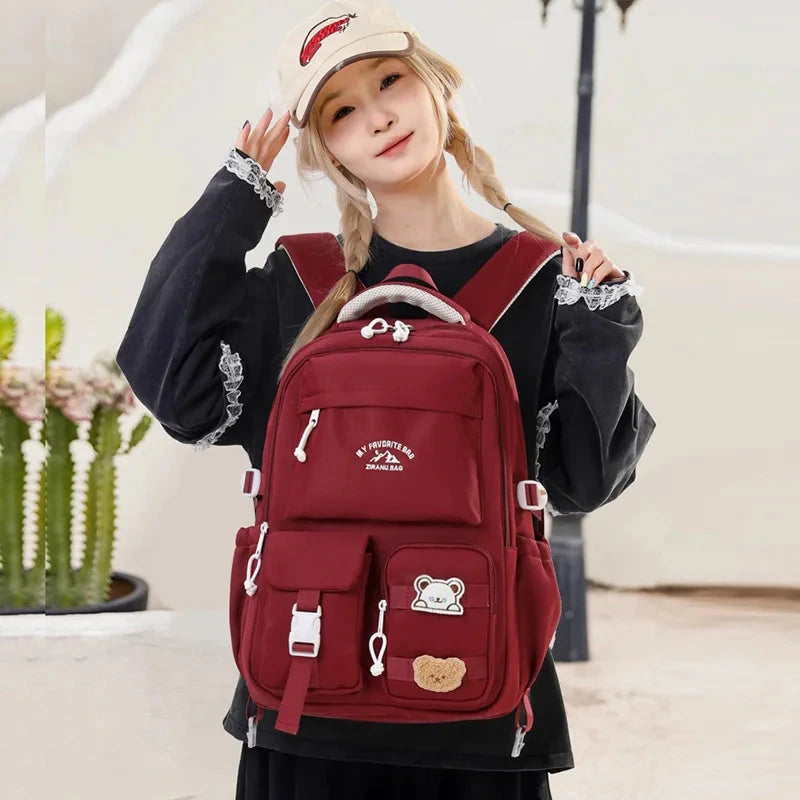 Korean Style Daily Backpack For Women Packsack Waterproof GlowCart