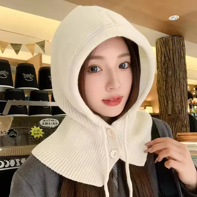 Knitted Hooded Caps Winter Balaclava Hats Women Korean Style GlowCart