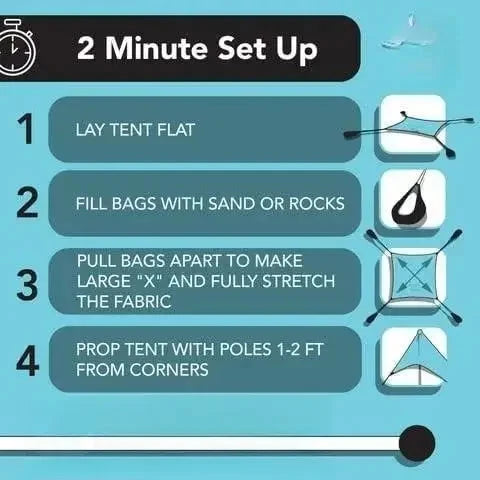 W_Tents Grande Beach Tent, 7ft Tall, 9 x 9ft, Reinforced GlowCart