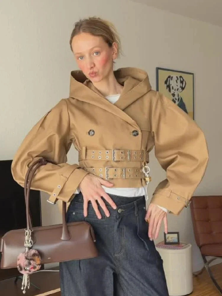 Vintage Long Sleeve Trench Coat Women Fashion Turn-down GlowCart