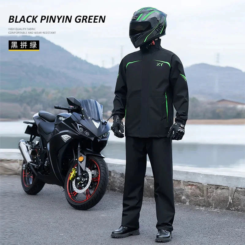 2025 New Motorcycle Raincoat Jacket Men Windproof Split Rain GlowCart