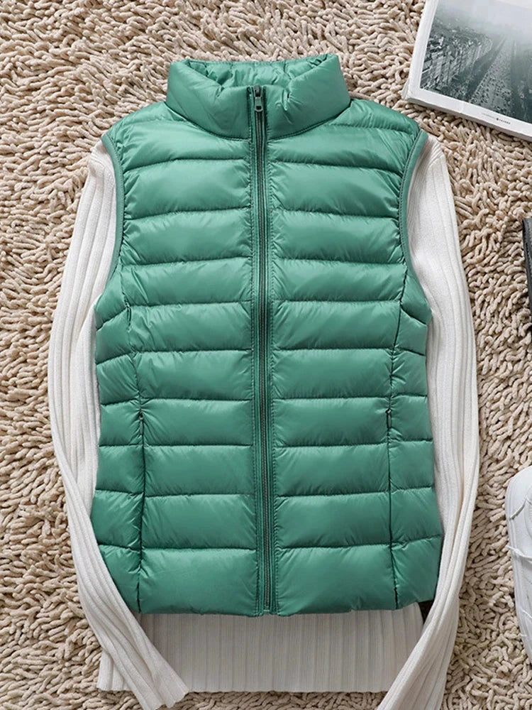 0-10℃ Women Puffer Vest Coat Autumn Winter Sleeveless Duck GlowCart