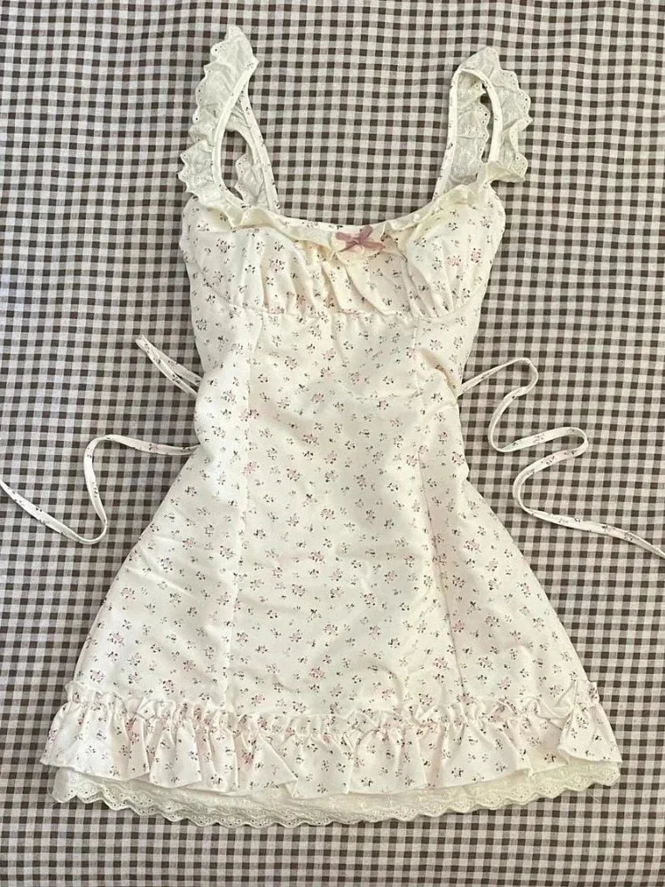 Summer French Sweet Tunic Waist Dress Women Gentle Strappy GlowCart