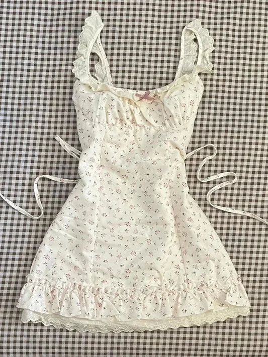 Summer French Sweet Tunic Waist Dress Women Gentle Strappy GlowCart