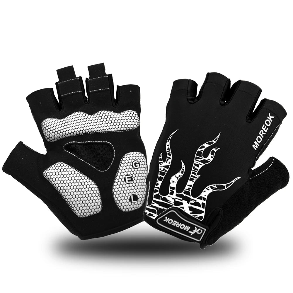 MOREOK Bike Gloves Breathable 5mm Gel Pads MTB Mountain Road Bicycle Gloves Shock-absorbing Half Finger Cycling Gloves Men Women GlowCart