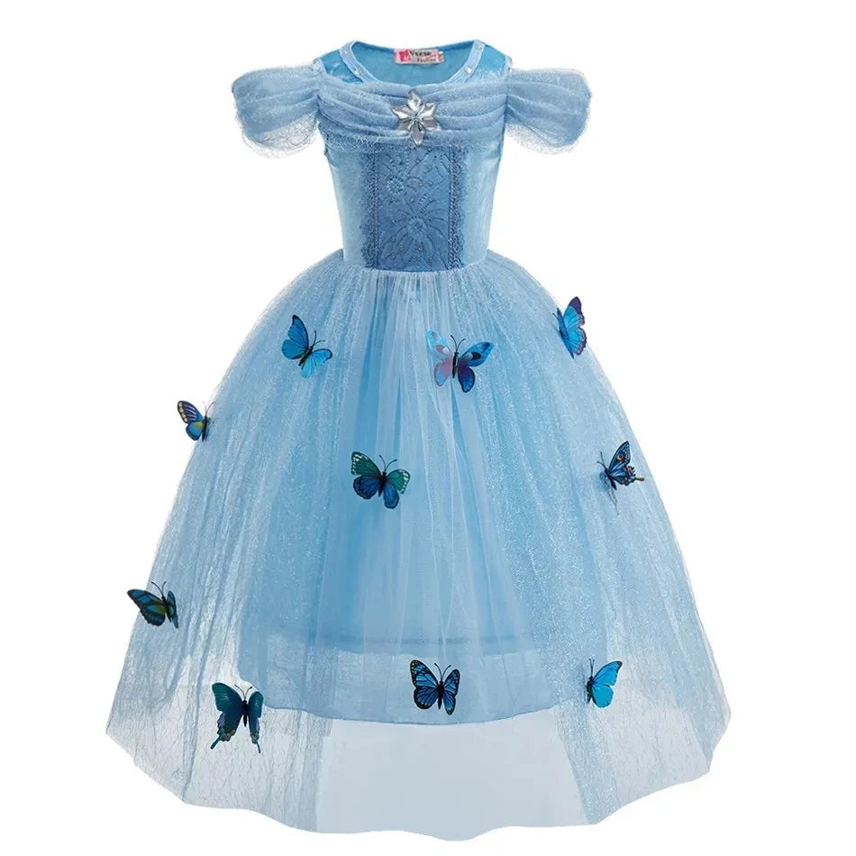 Princess Dress for Girls Elsa Anna Cosplay Costume Kids Jasmine Belle Cinderella Aurora Halloween Christmas Party Elegant Dress GlowCart