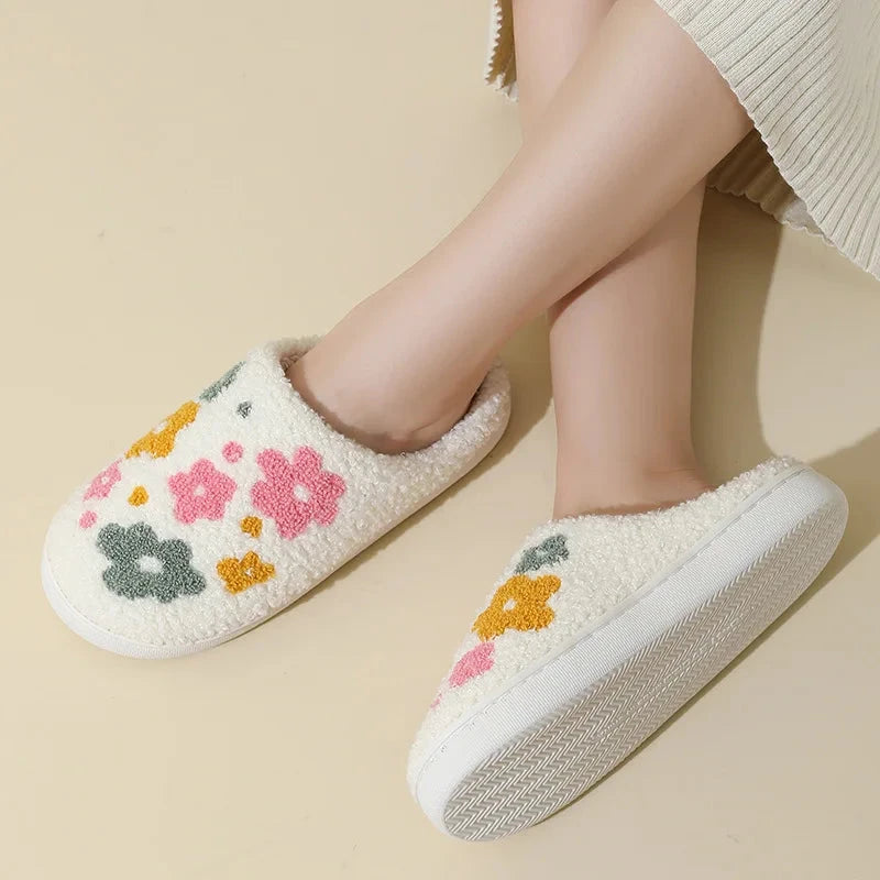 New Winter Lovely Women Slippers Girls Fashion Flowers Home GlowCart
