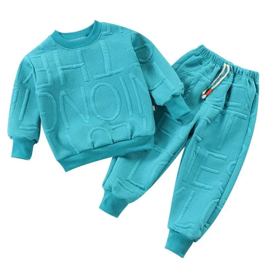 Boys 2Pcs Tracksuit Baby Girls Kids Casual Clothing Sets Baby Kids Sports Unisex Letter Pants Outfits 1-7 Ys Children Sweatshirt GlowCart