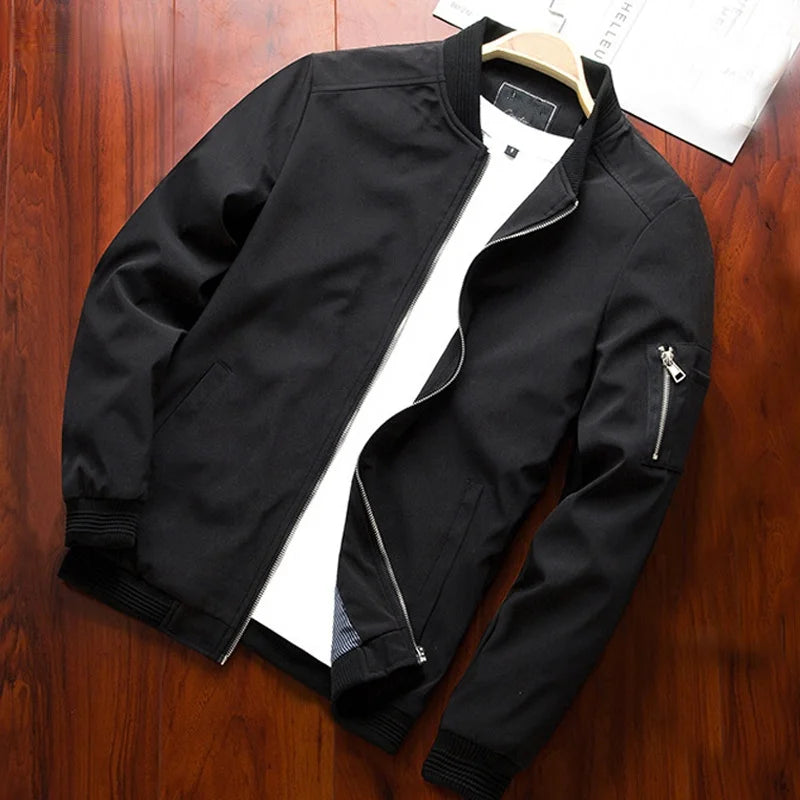Men Bomber Jacket Thin Slim Long Sleeve baseball Jackets