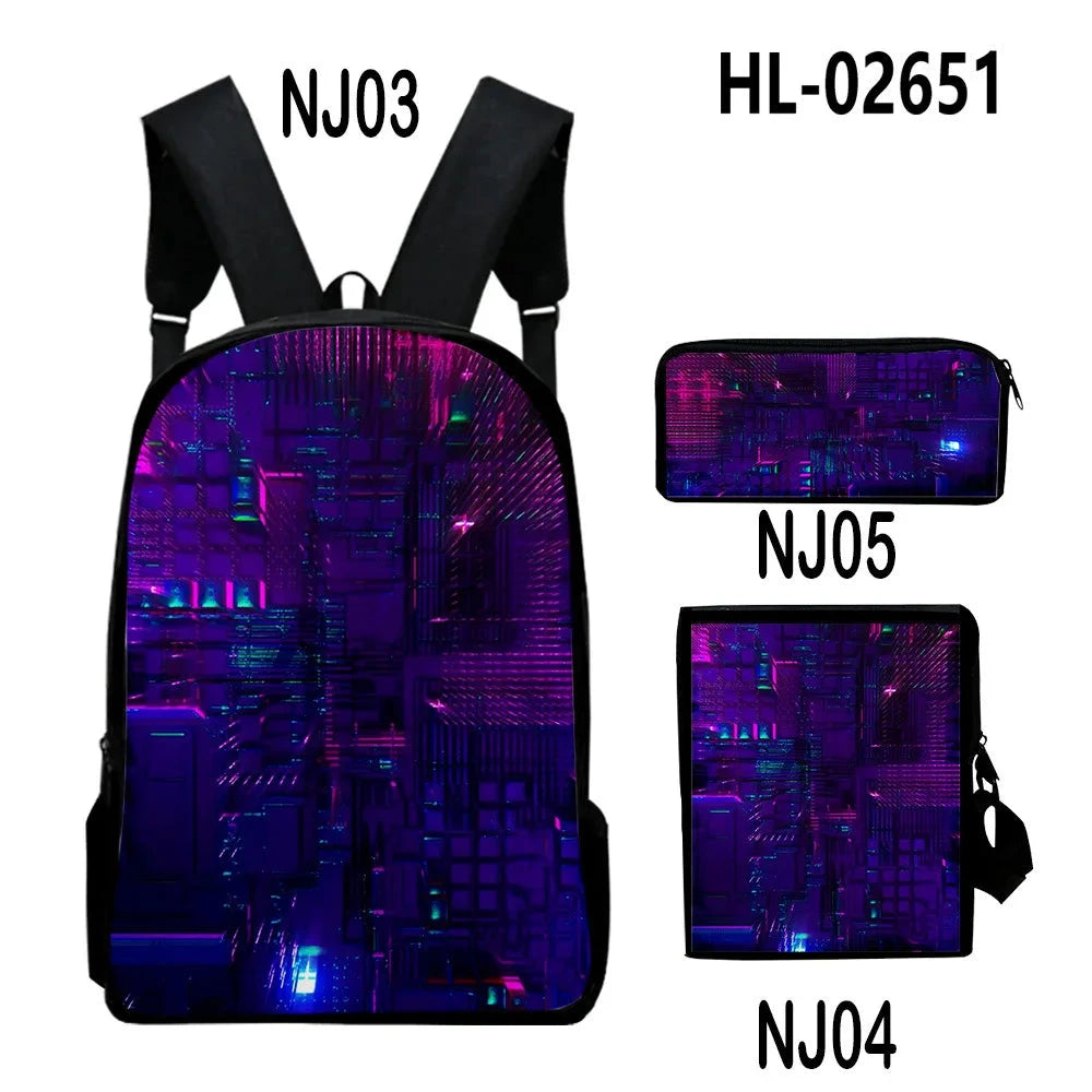 Fashion Youthful Technology style 3D Print 3pcs/Set Student GlowCart