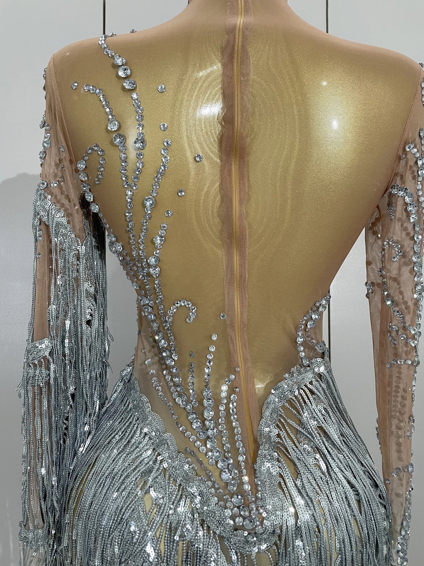 Women Sparkly Rhinestone Pearl Sequins Tassel Sexy