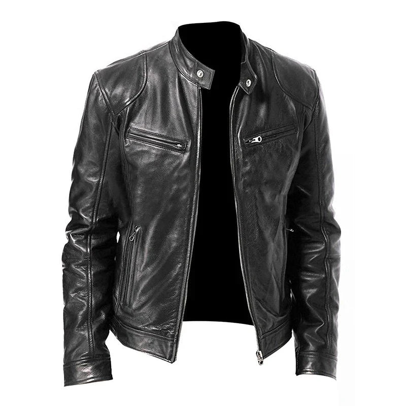 2024 Motorcycle Leather Jackets Man Casual Fashion GlowCart