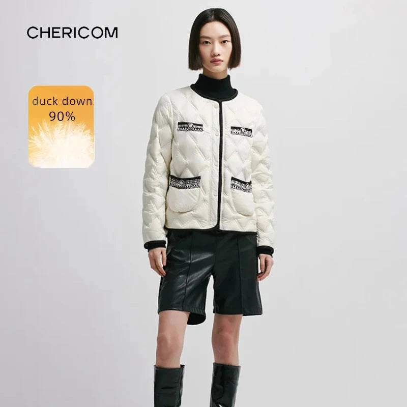 Chericom Women's Down Jacket Eye-catching Graphic Prints GlowCart