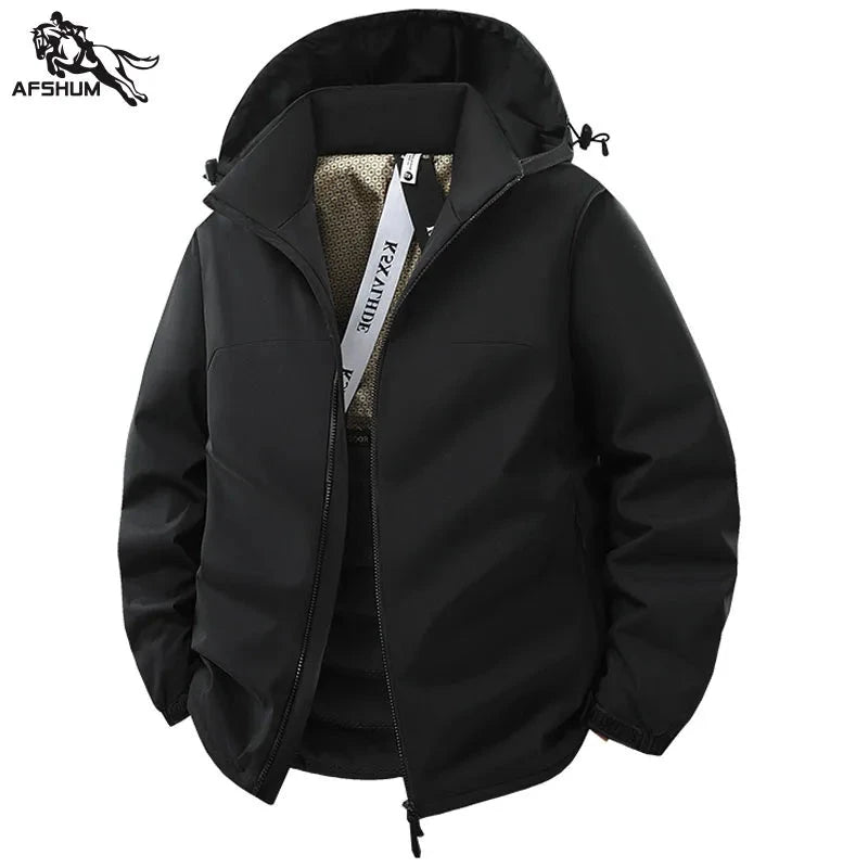 Jacket Mens Spring autumn New men jacket Solid color hooded GlowCart