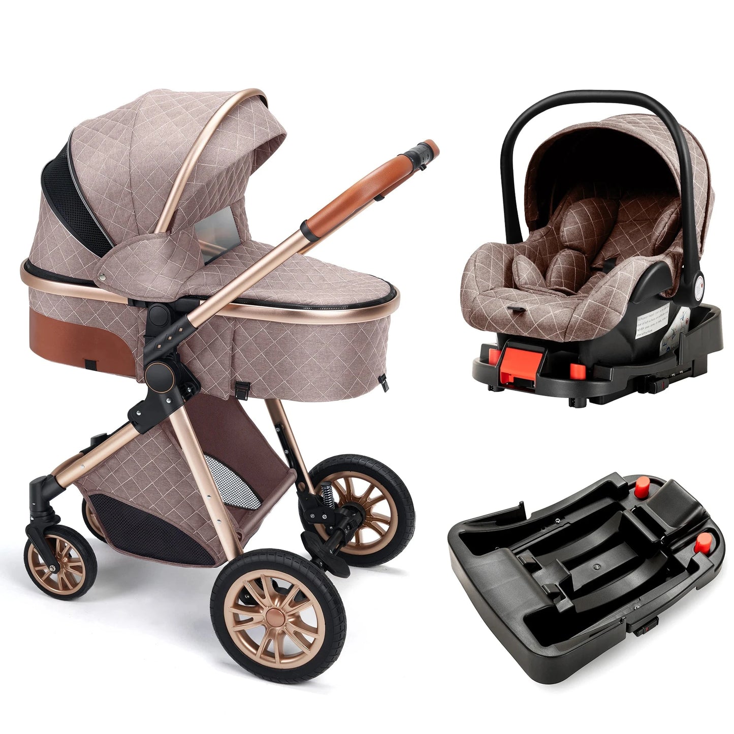Luxury Baby Stroller High Landview 3 in 1 Baby Stroller Portable Baby Pushchair Baby Pram Baby Comfort for Newborn GlowCart