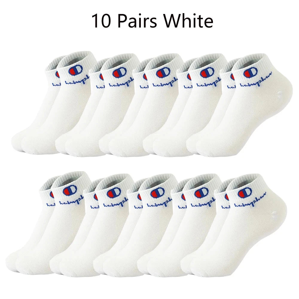 5/10/20 Pairs Men Ankle Socks Cotton Brand Classic Fashion Black White Socks Breathable Mesh Athletic Sports Socks for Summer GlowCart