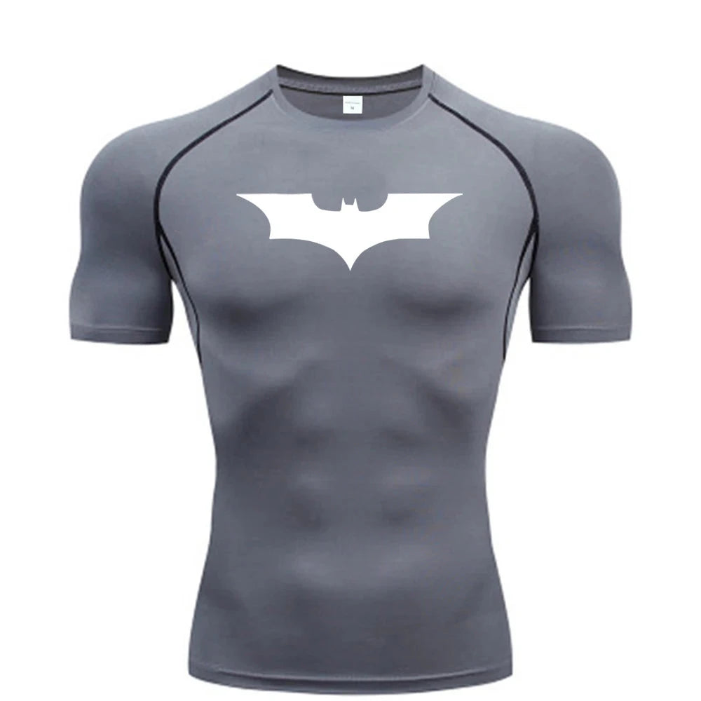 Bat Printed Men's Tight T-Shirt Running Compression GlowCart