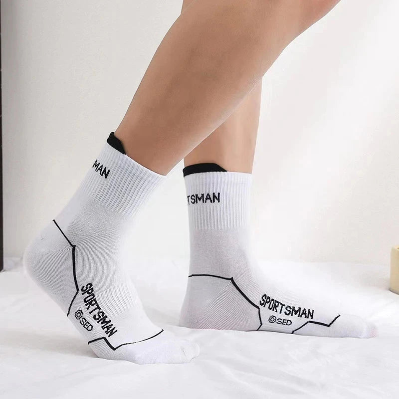 6/12 Pairs Men Mid Length Sports Socks Fashionable Geometric Patterns Breathable Odor Resistant Running Cycling Basketball Socks GlowCart