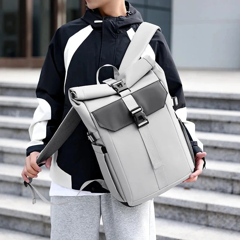 Fashion Men's Backpack Oxford Cloth Roll Top Waterproof GlowCart