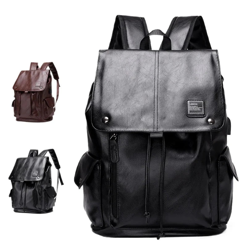 Fashion Luxury Brand Men Backpack Leather School backpack GlowCart