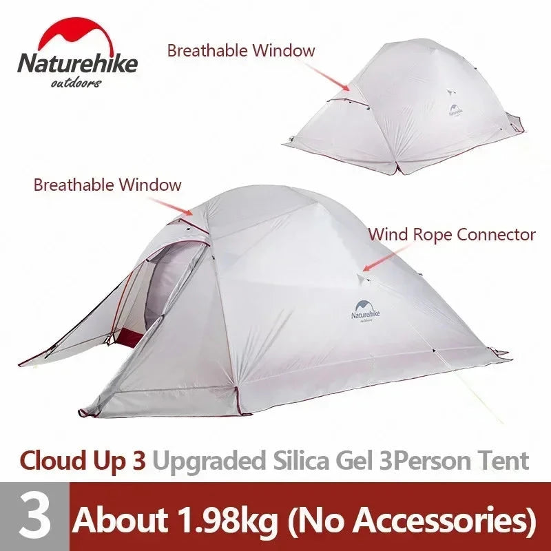 Naturehike Cloud Up 1 2 3 Person Camping Tent Ultralight GlowCart