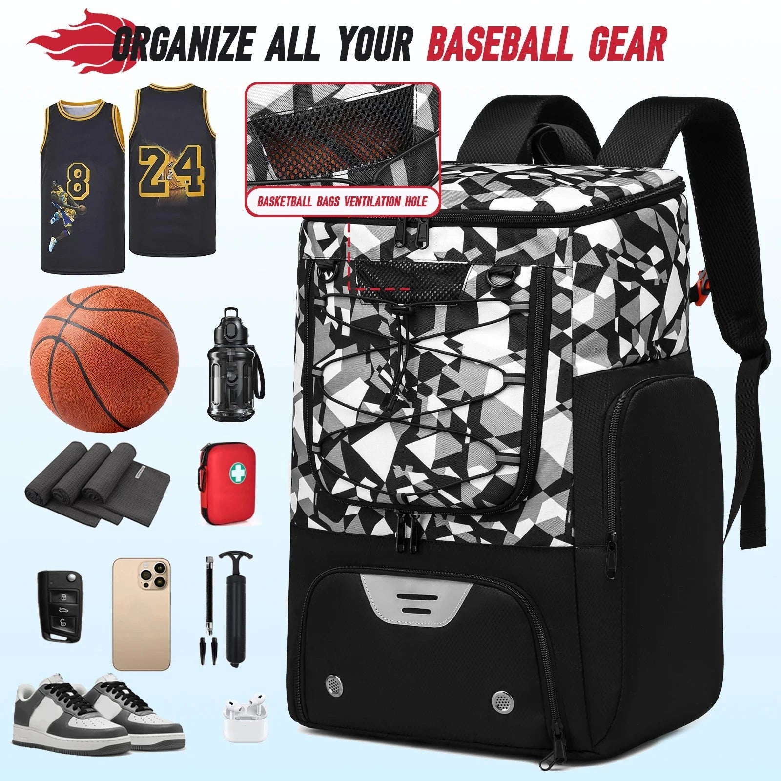 Sports Training Equipment Basketball Backpack with Separate GlowCart